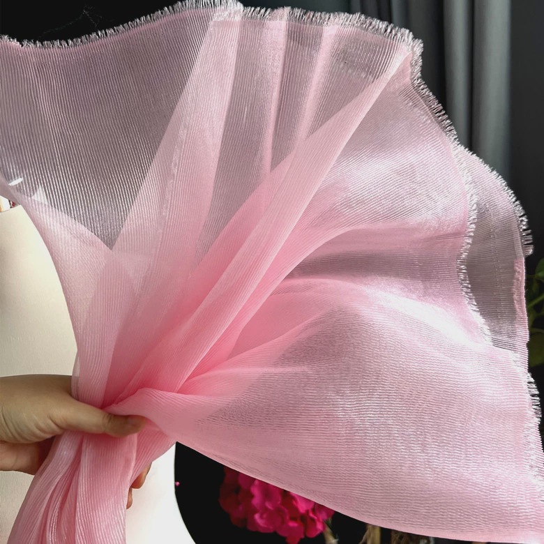 Pearlescent yarn bright pleated yarn stiff styling organza fabric pleated wedding dress crisp pleated fabric fabric wedding