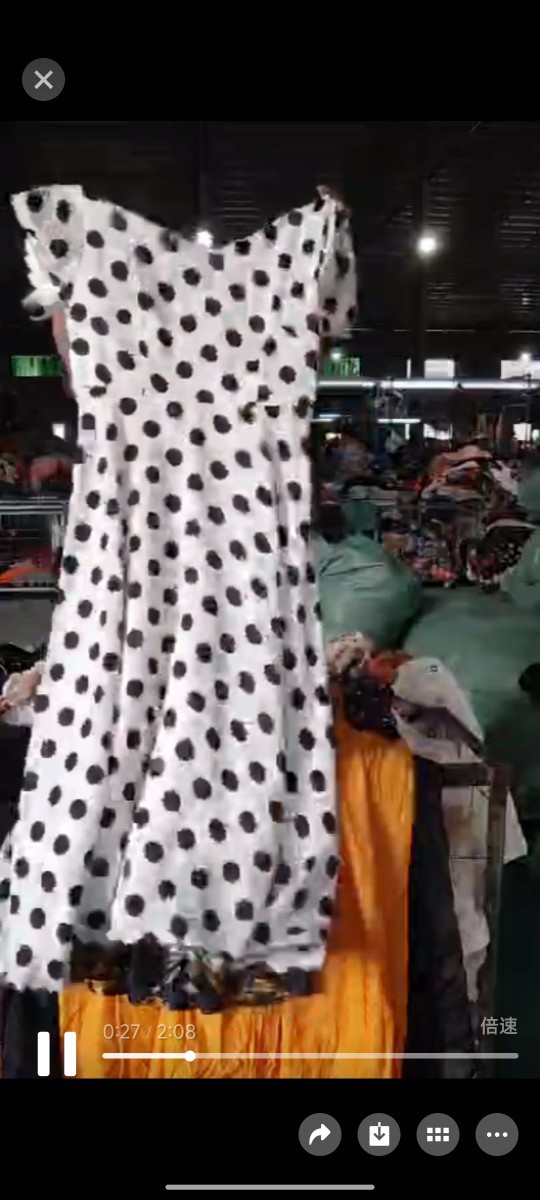 Б/У одежда, старая, экспортируемая на Amazon, горячая распродажа, платье в горошек в стиле Гонконга, длинное хлопковое платье в французском ретро стиле