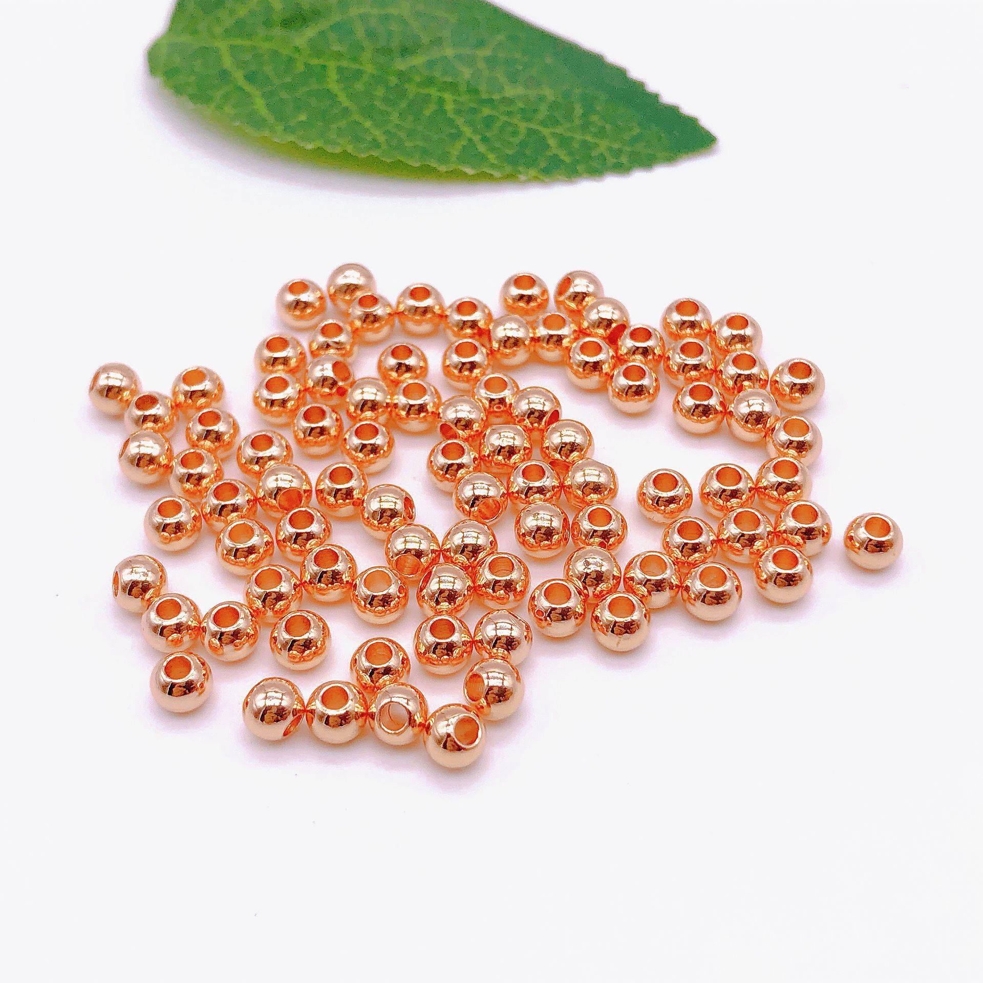 18K Color-Preserving Small Gold Beads Copper Beads Solid Glossy Round Beads Loose Beads DIY Bracelet Beaded Bracelet Separated Beads Jewelry Accessories