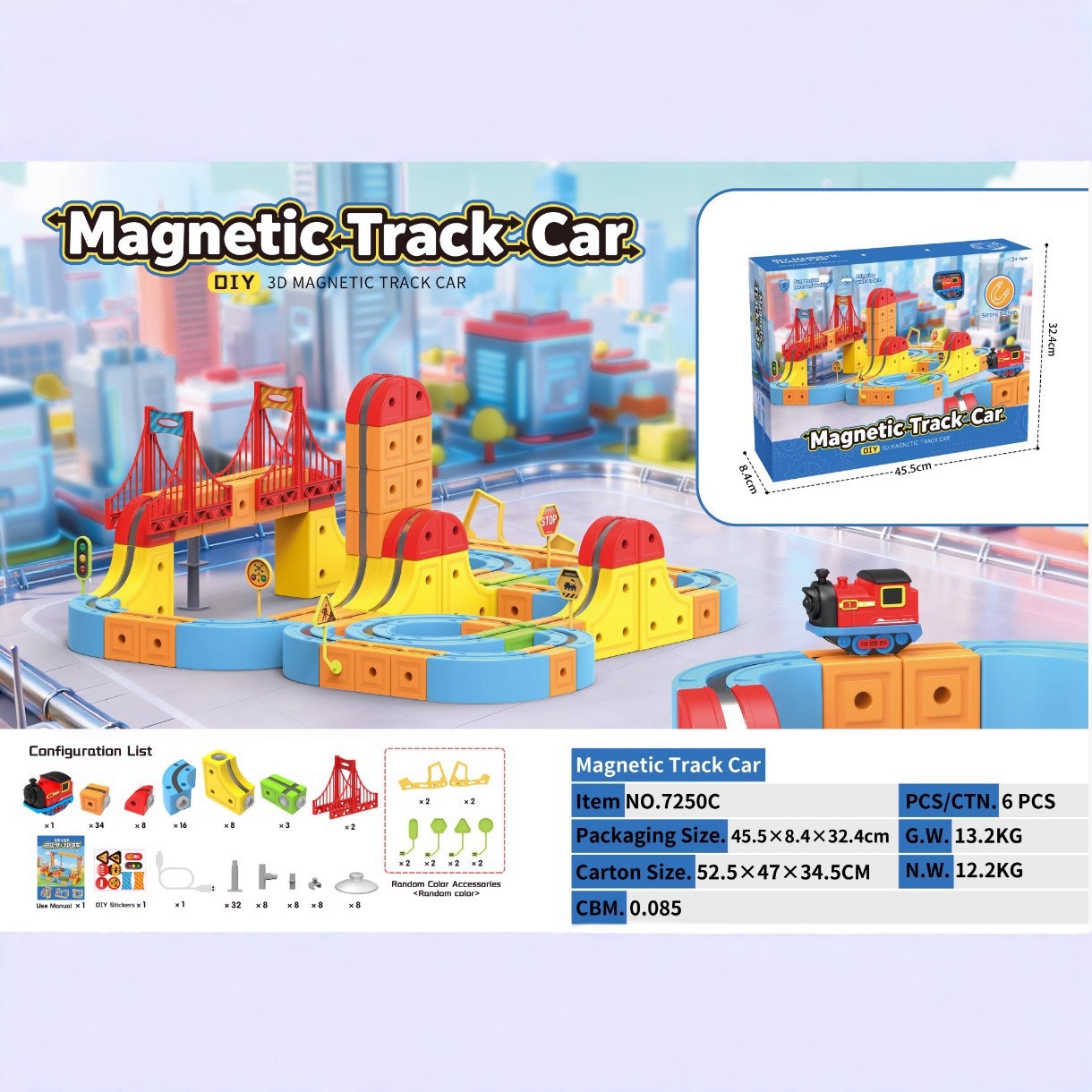 Cross-Border Douyin Children's Electric Magnetic High-Speed Rail Train Magic Track Boys and Girls DIY Magnetic Assembly Track Car