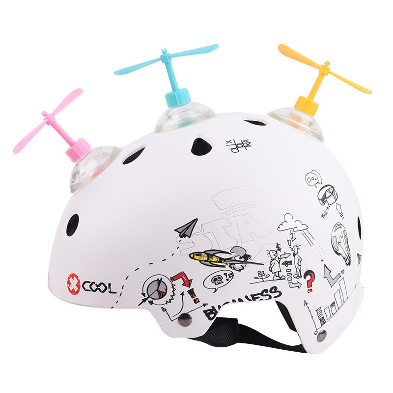 Electric car helmet bamboo dragonfly luminous motorcycle helmet sucker bamboo dragonfly rotating windmill children's toy decoration