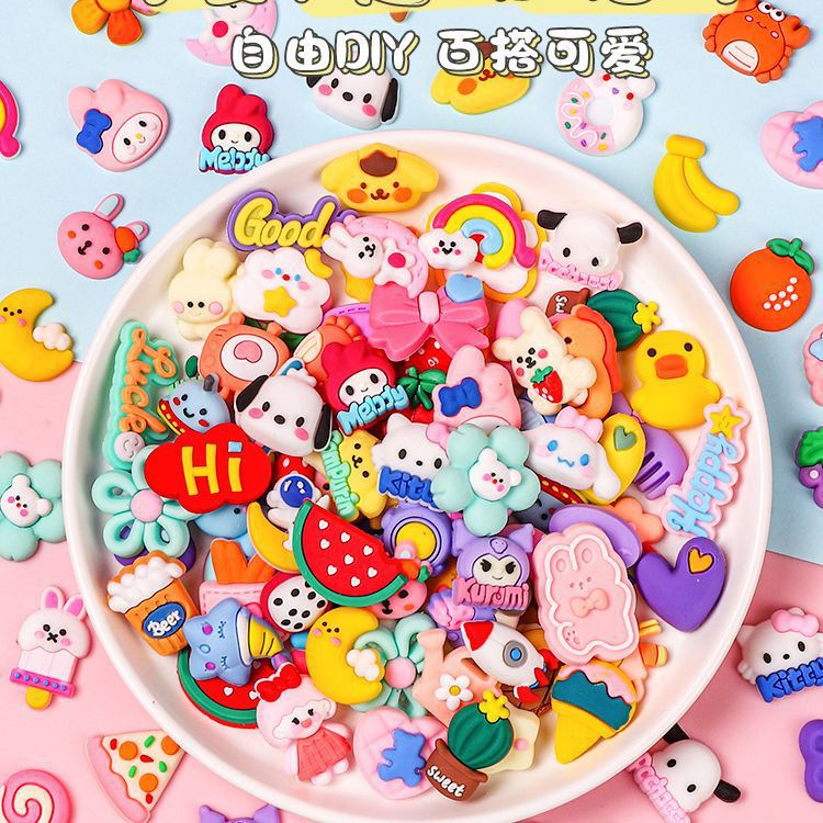 3D стерео наклейки, аксессуары, смешанные DIY украшения, куклы, мультяшные милые однотонные патчи, различные фрукты, клейкая масса