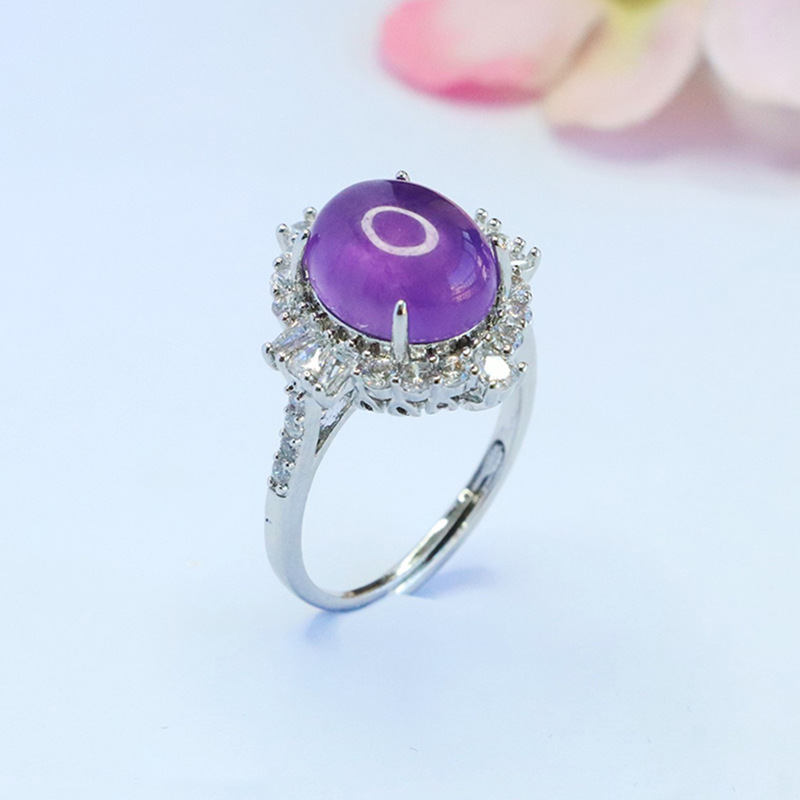 Juanyu Natural Amethyst Claw Setting Ring Gemstone Ring Douyin Kuaishou Live E-Commerce Wholesale S5111802L