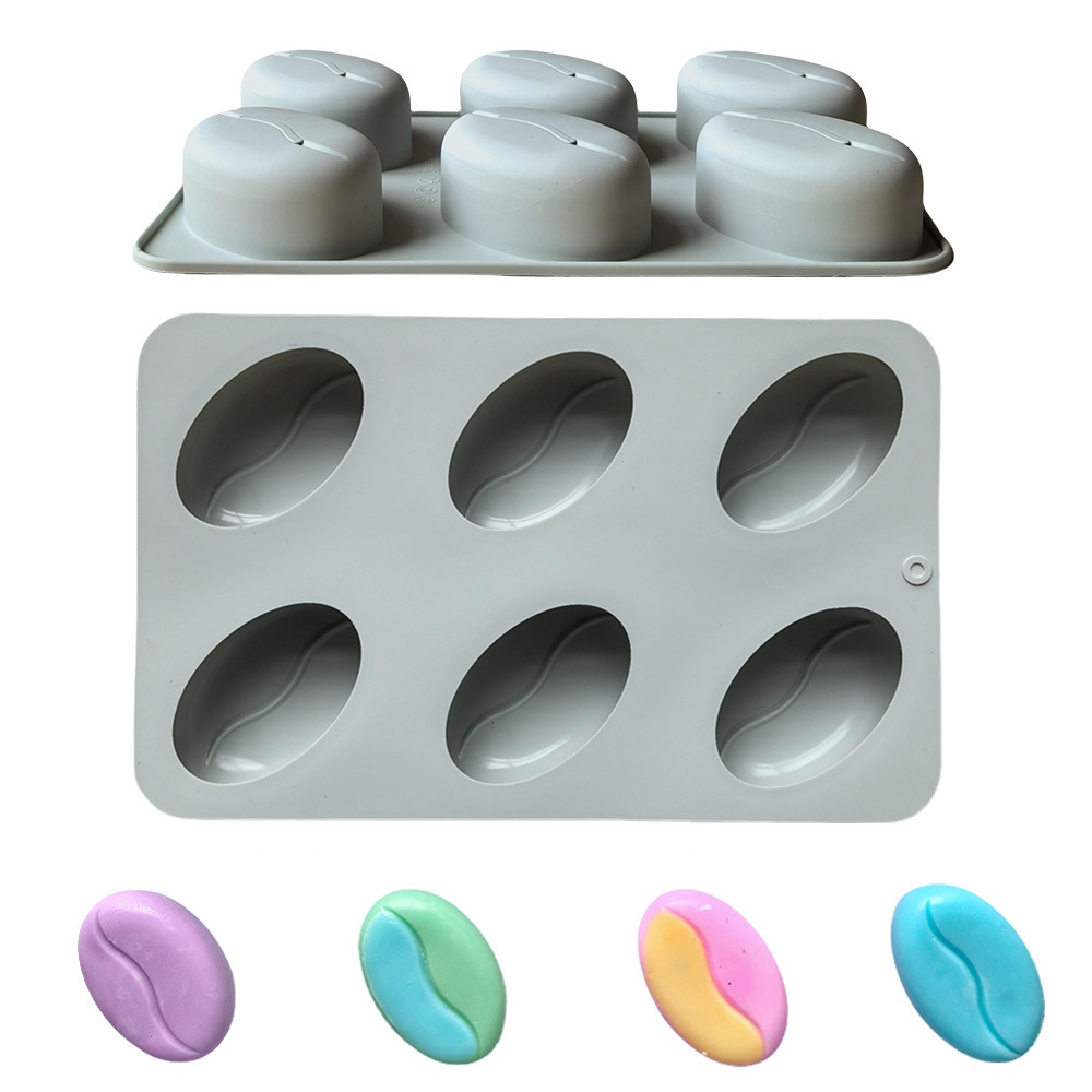6 Consecutive Coffee Beans 855 Chocolate Silicone Mold DIY Candy Pudding Cake Baking Mold