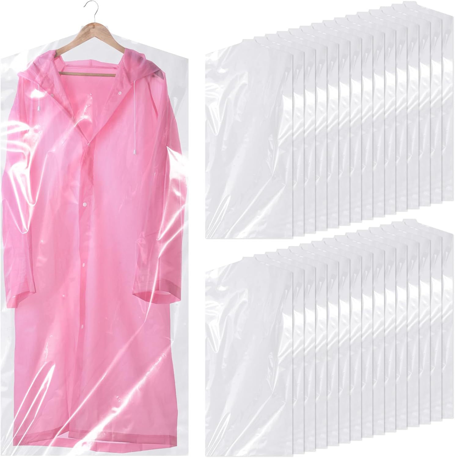 Pe Clothes Dust Cover Dry Cleaning Shop Disposable Coat Dust Bag Coat Cover Hanging Household Thickeneded Transparent Dress