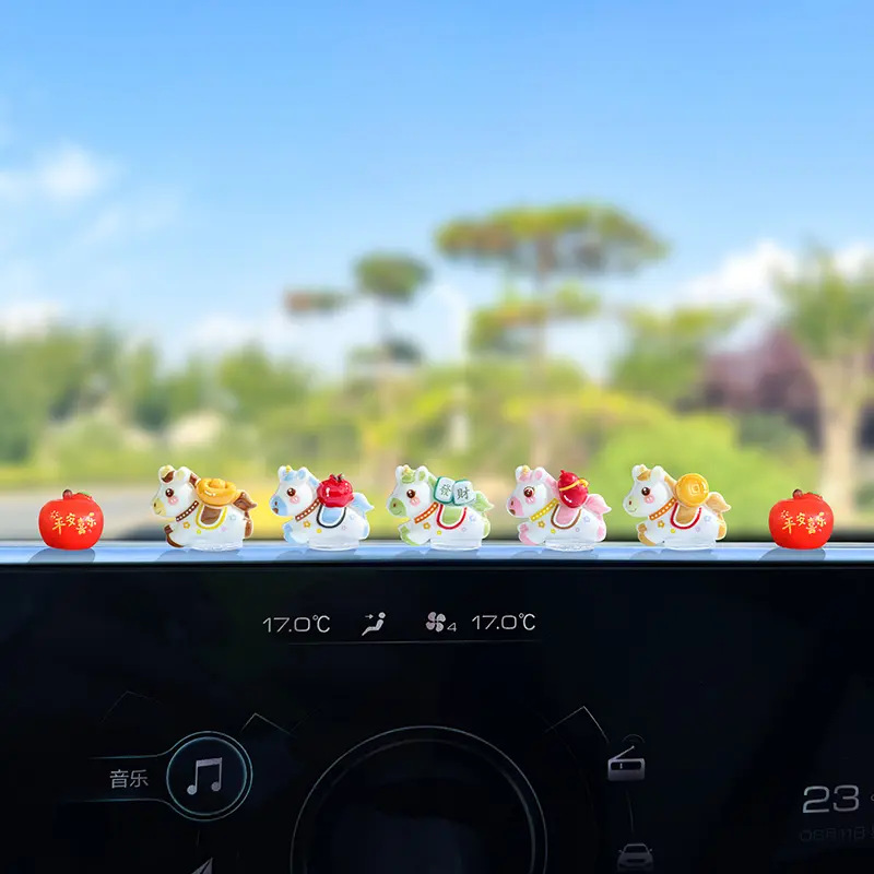 Cute and Cute Zodiac Horse New Year Car Ornaments Electric Car Interior Center Console Computer Workstation Year of the Horse Decoration
