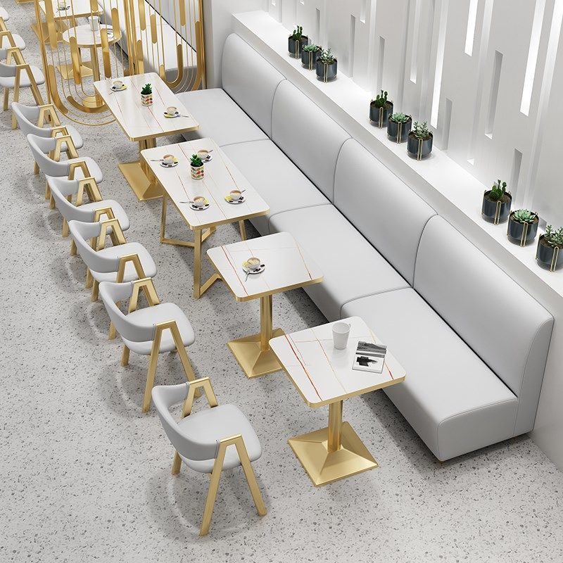 Internet-Famous Milk Tea Shop Table and Chair Set Dessert Burger Snack Fast Food Restaurant Simple Fresh Dining Furniture Booth Sofa