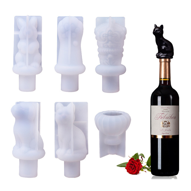 DIY Crystal Glue Red Wine Bottle Stopper Mold Crown Cat Cat Claw Rabbit Diamond Jewelry Table Silicone Mold