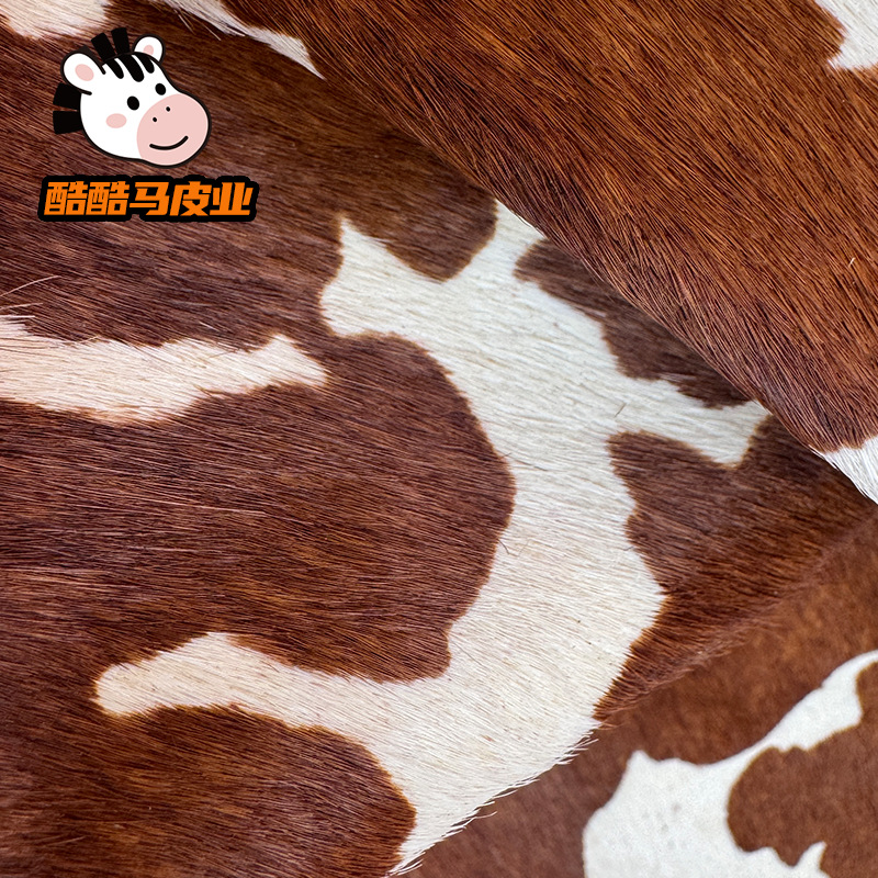 Factory Direct Supply Cow Pattern Horsehide Horsehair Genuine Leather Printed Fur Integrated Horse Hip Leather Bags Shoe Materials Fabrics Leather Materials