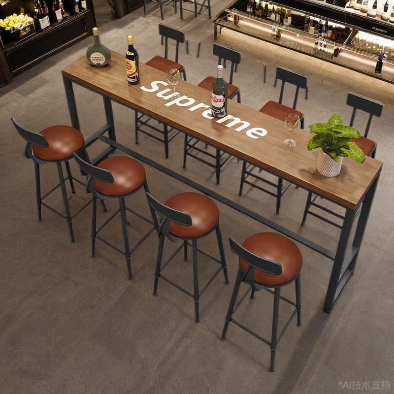 Американский стол для бара из массива дерева, длинный высокий стол для дома у балкона, стол у окна, стол для бара, комплект столов и стульев для молочного чая