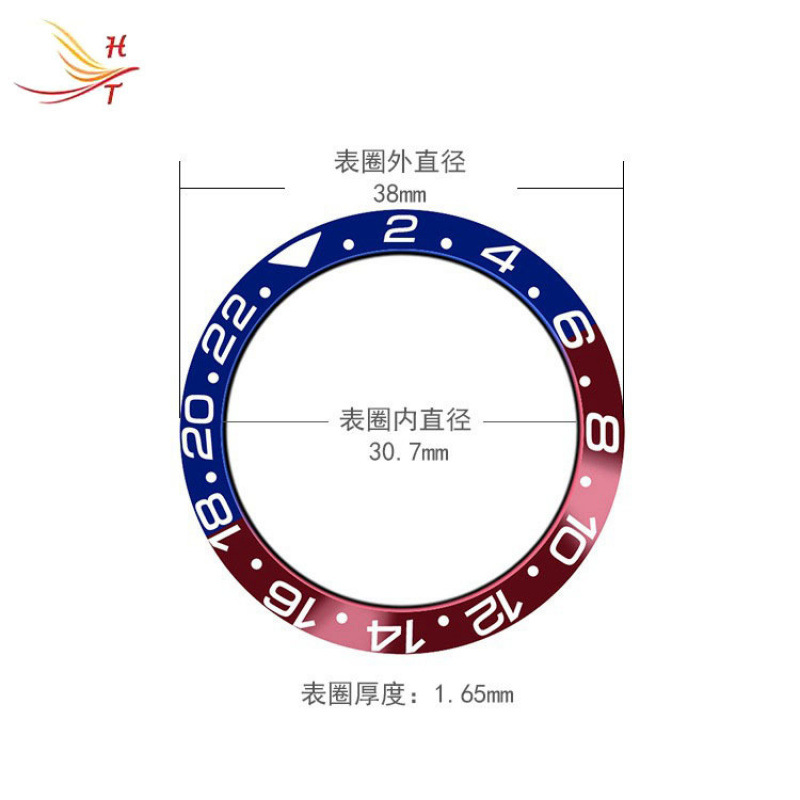 Dongguan Hongtu Watch Accessories Manufacturers Wholesale Ceramic Bezel Greenwich Scale Ring 38mm *30.7Mm