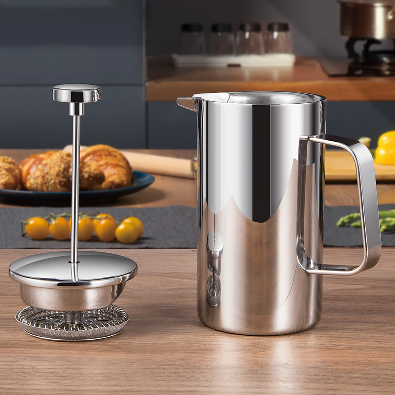Factory Direct Supply for Cross-Border Foreign Trade 304 Stainless Steel French Press Pot, Coffee Milk Frother, Filter-Type Appliance, Large Capacity