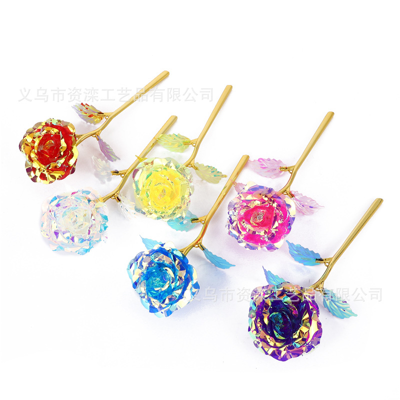 Локтевая золотая фольга цветок День святого Валентина цветная золотая роза кросс-граница внешняя торговля локтевая золотая фольга цветок роза улыбающаяся роза цветок