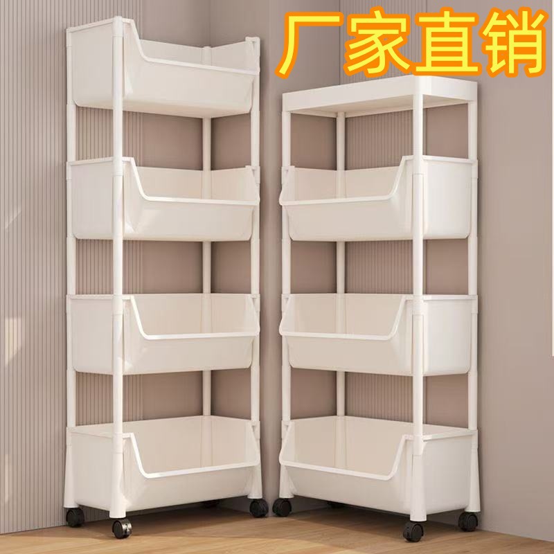 Movable Floor-Standing Simple Trolley Household Snacks Multi-Layer Living Room Mobile Kitchen Storage Rack with Wheels