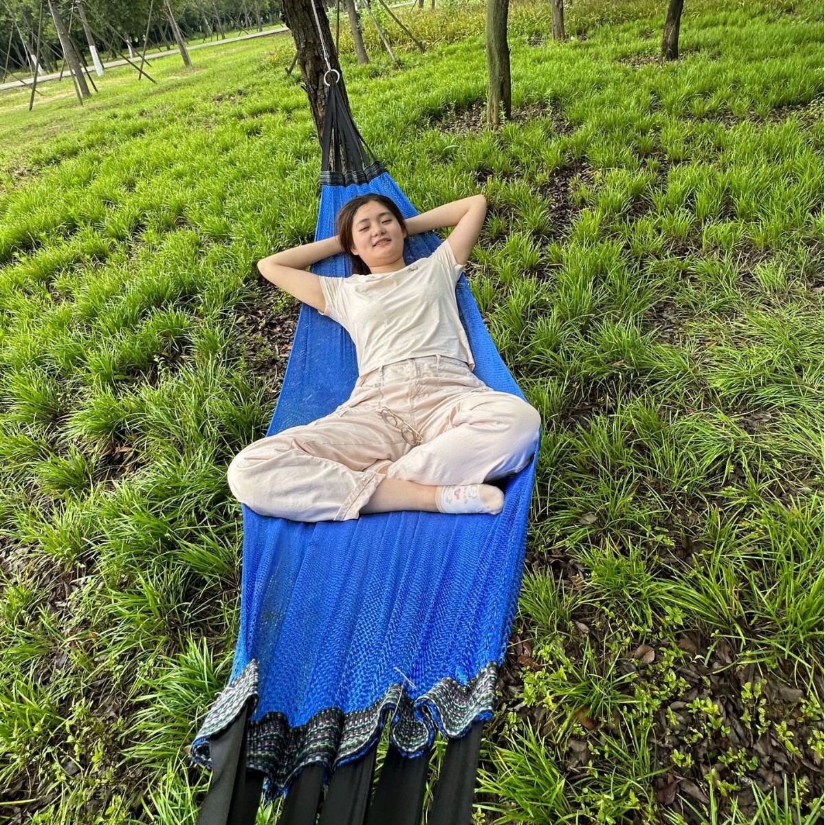 Hammock Swing Outdoor Ice Silk Hammock Swing Single Widened Mesh Swing Adult Children Dormitory Hanging Chair