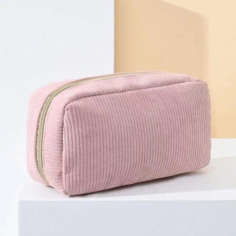 New Casual Corduroy Portable Clutch Bag Large Capacity Cosmetic Bag Travel Storage Bag Ladies Makeup Pouch