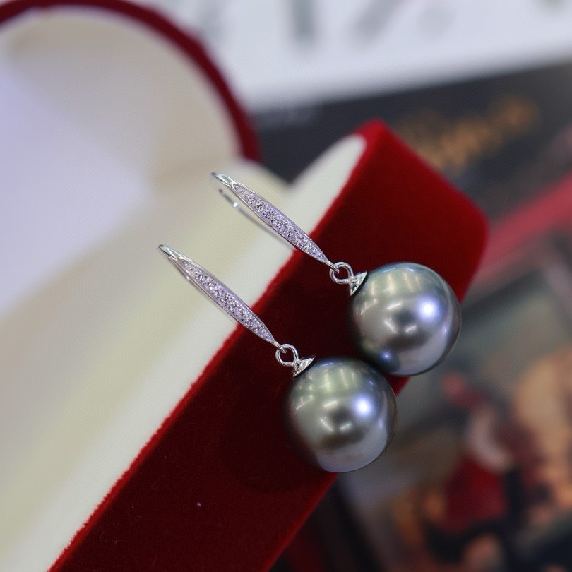 Pt900 Accessories Simple Ear Hook Zircon Inlay with 10-11 Beads Accessories Do Not Include Beads