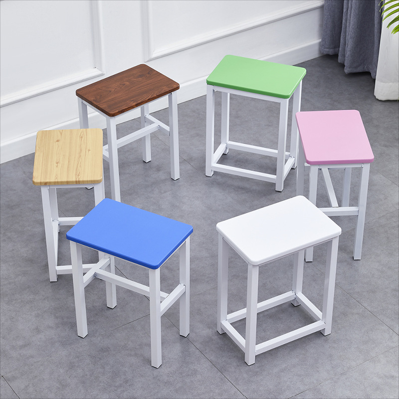 Small Square Stool Assembly Line Workshop Stool Training Class Cram School Table and Chair Simple Iron Bench Student Desk Chair