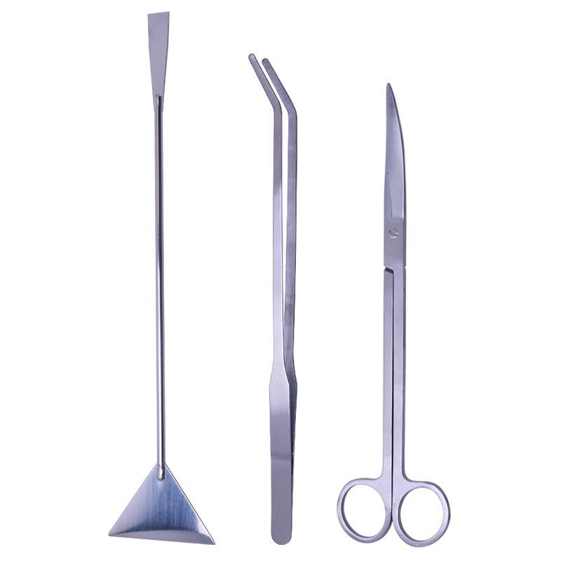 Stainless steel aquarium water grass tool kit set water grass trimming tool flat sand stainless steel water grass scissors tweezers