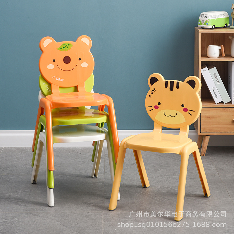 Cartoon Thickeneded Kidsren's Chair Kindergarten Backrest Chair Baby Plastic Dining Chair Kidsren's Home Learning Stool