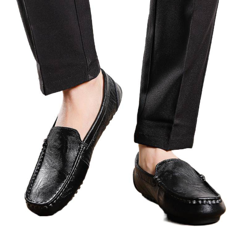 New Casual Shoes, New Genuine Leather Beanie Shoes, Men's Large Size Casual Leather Shoes Batch