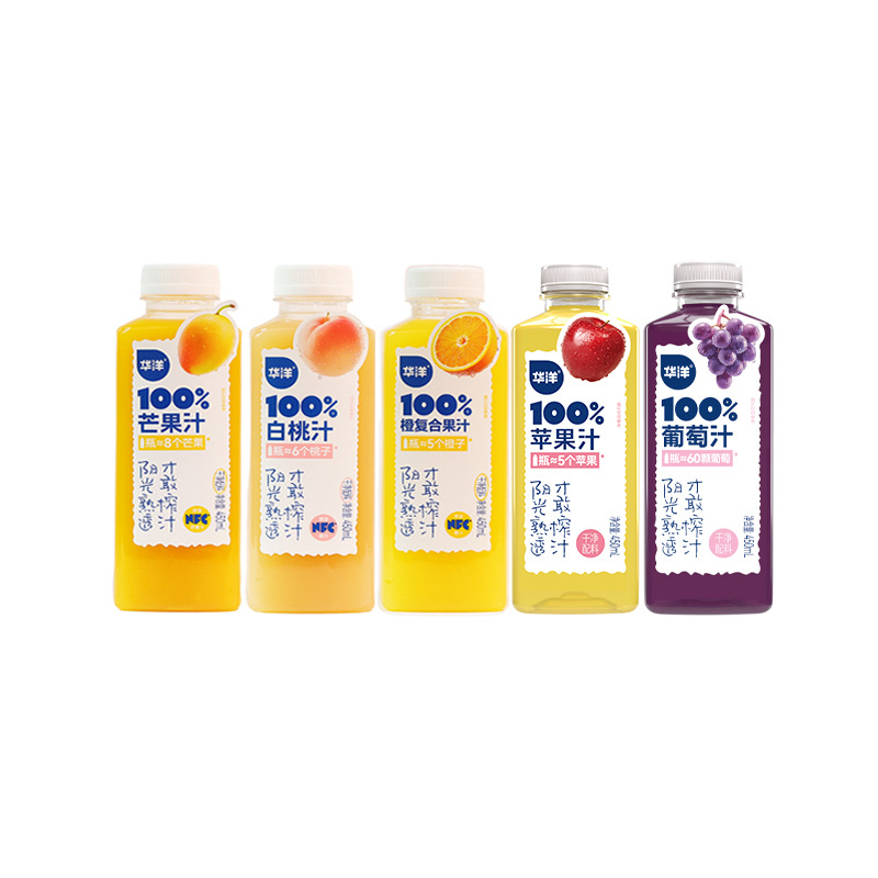 Huayang 100% Juice 450ml*15 Bottles of Orange Juice Grape Juice White Peach Juice Apple Juice Mango Fruit and Vegetable Drink Whole Box