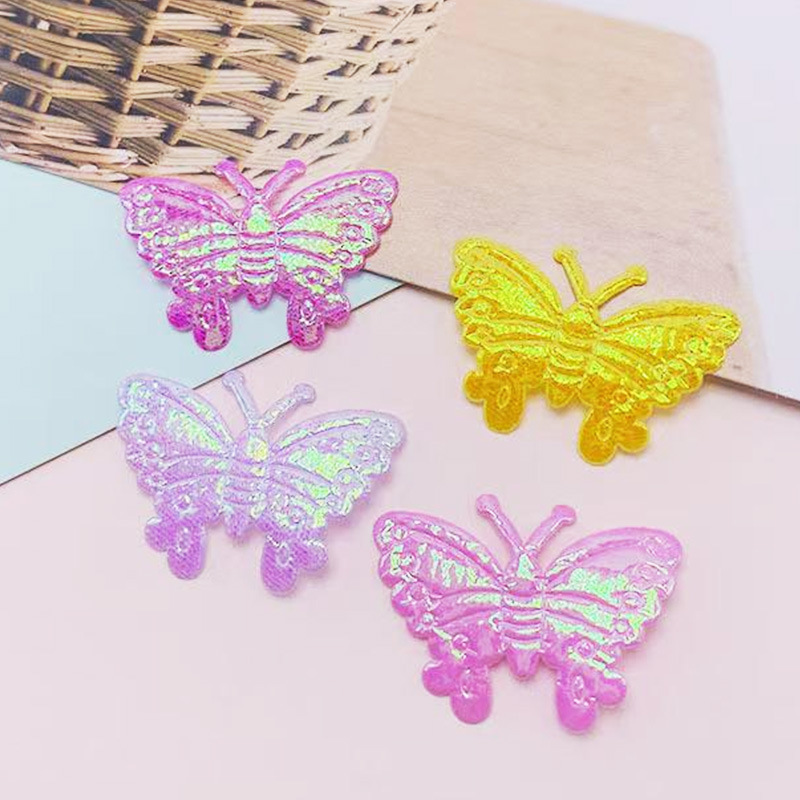 Ultrasonic Embossed Butterfly DIY Jewelry Accessories Single-Sided Ab Colorful Bow Barbie Doll Decoration Material