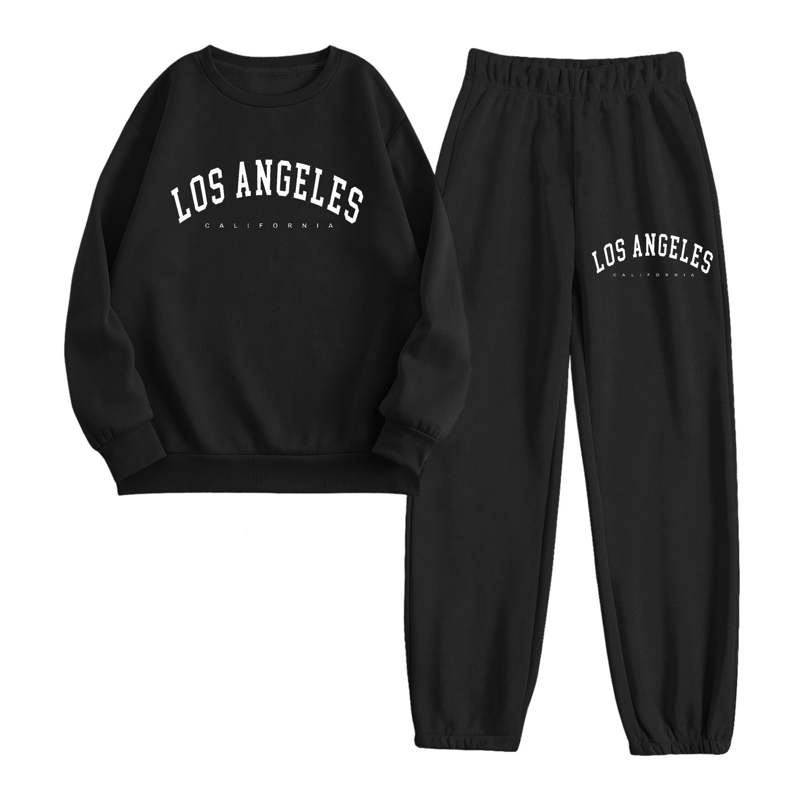 New Amazon Autumn and Winter European and American Letter Printed Sports Hooded Velvet Sweatshirt Women's Drawstring Pants