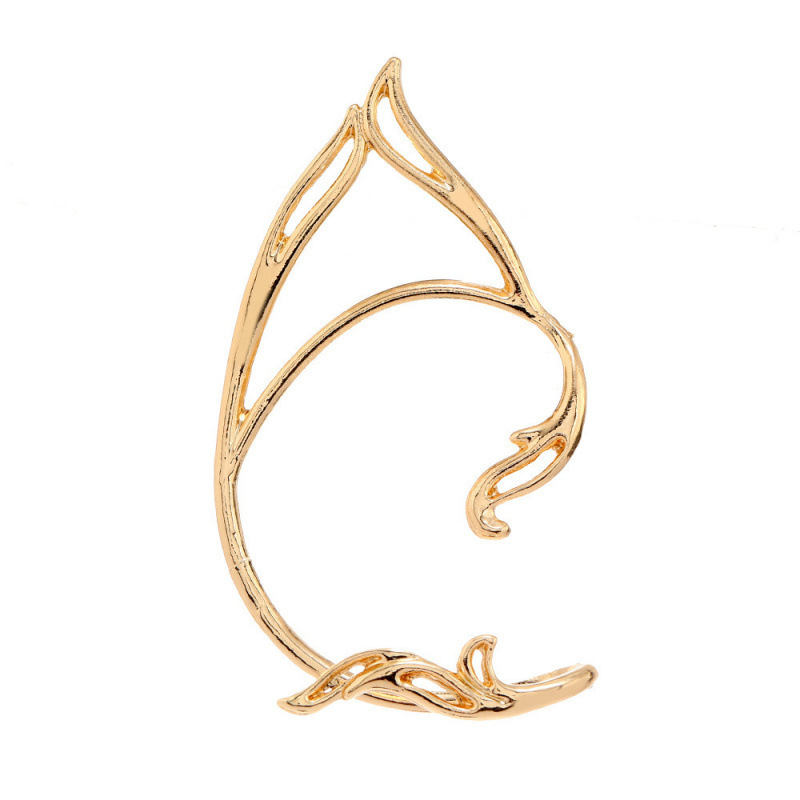 European and American Style Simple and Personalized Cut Out Cat Ears Sweet and Cool Niche Ear Clips Without Pierced Ear Bone Clips Elf Ear Hanging Earrings