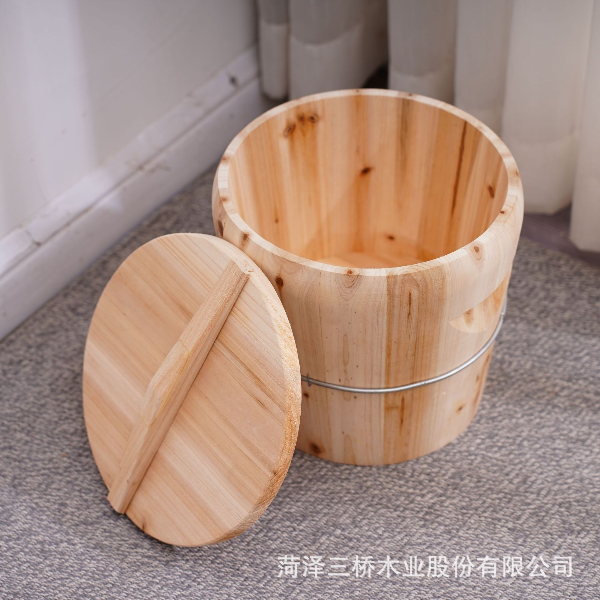 Ready-Made Commercial Steaming Rice Bucket, Wooden Kitchen Steamer for Home Use, Available in Various Sizes, Solid Wood Steaming Rice Bucket