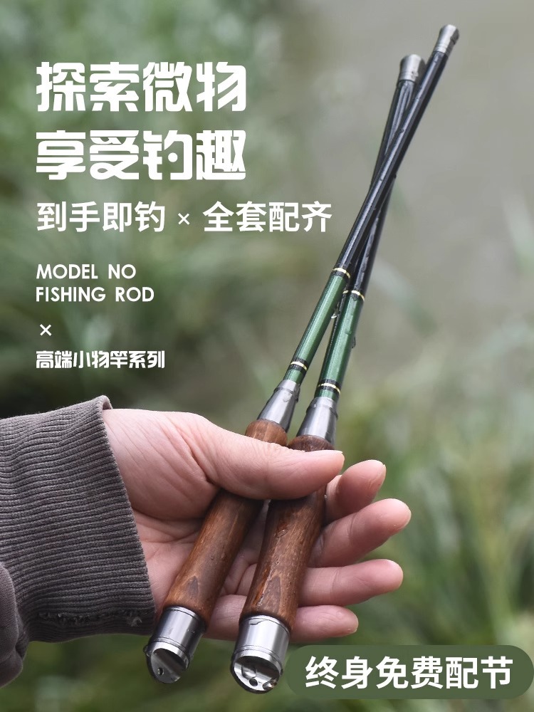 Fishing Rod Set, Short Section Mini Rod for Small Fish, Ultra-Light and Ultra-Fine Rod, Convenient Rod, Stream Rod, Micro Rod, Pen Rod