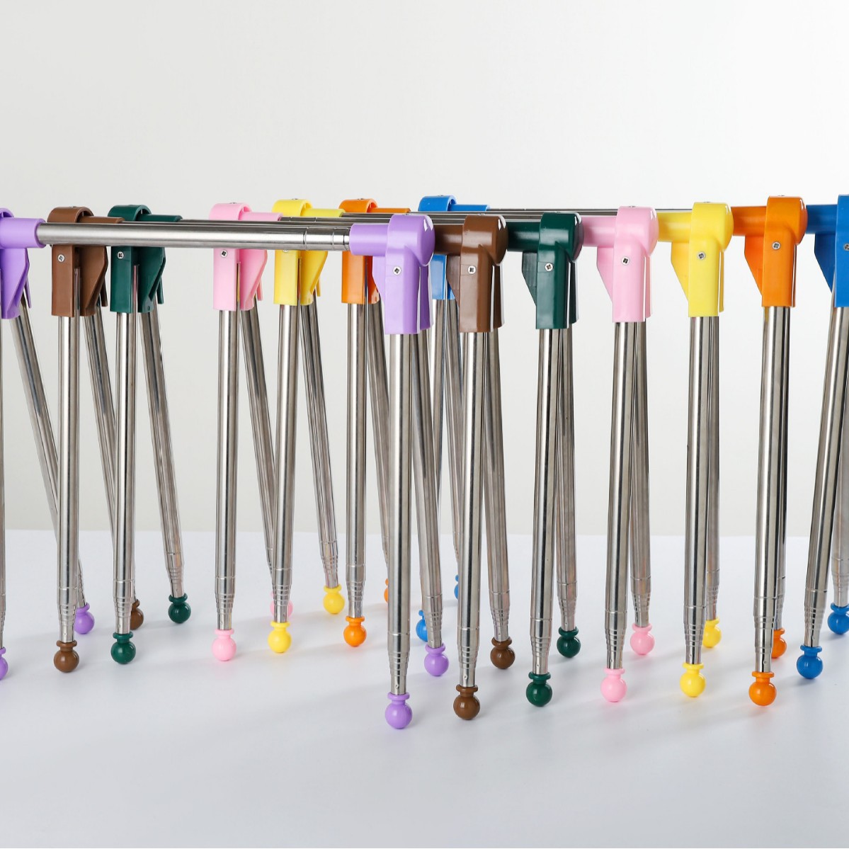 Portable Telescopic Folding Drying Rack Stainless Steel Telescopic Folding Hanger Household Bold Travel Clothes Bar