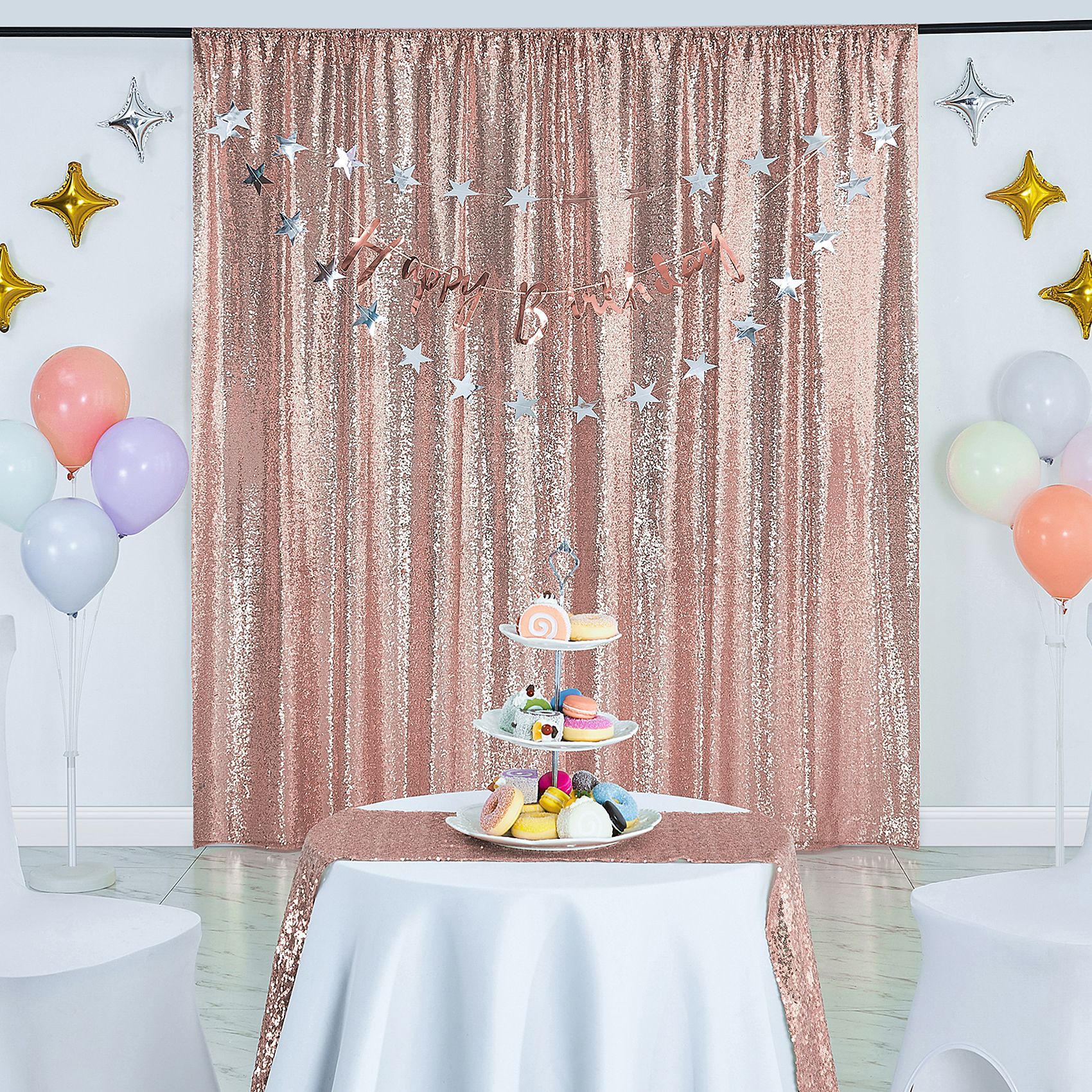 Customized Sequin and Pearlescent Foil Pattern Home Textiles for Birthday Decoration, Specifically for Background Cloth in an Instagram Style