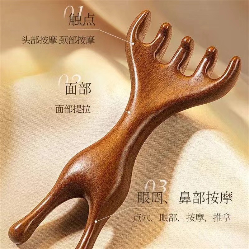 In-Stock Six-Claw Massage Comb for Eyes, Head, and Scalp Massage, Meridian Clearing Comb, Hair Therapy, Gua Sha, and Antler Comb