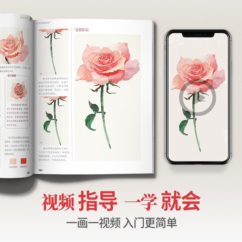 Basic Watercolor Tutorial, Zero-Based Introduction to Landscape Copying Sample Book, Mastering Album Line Drawing, Comic Character Painting