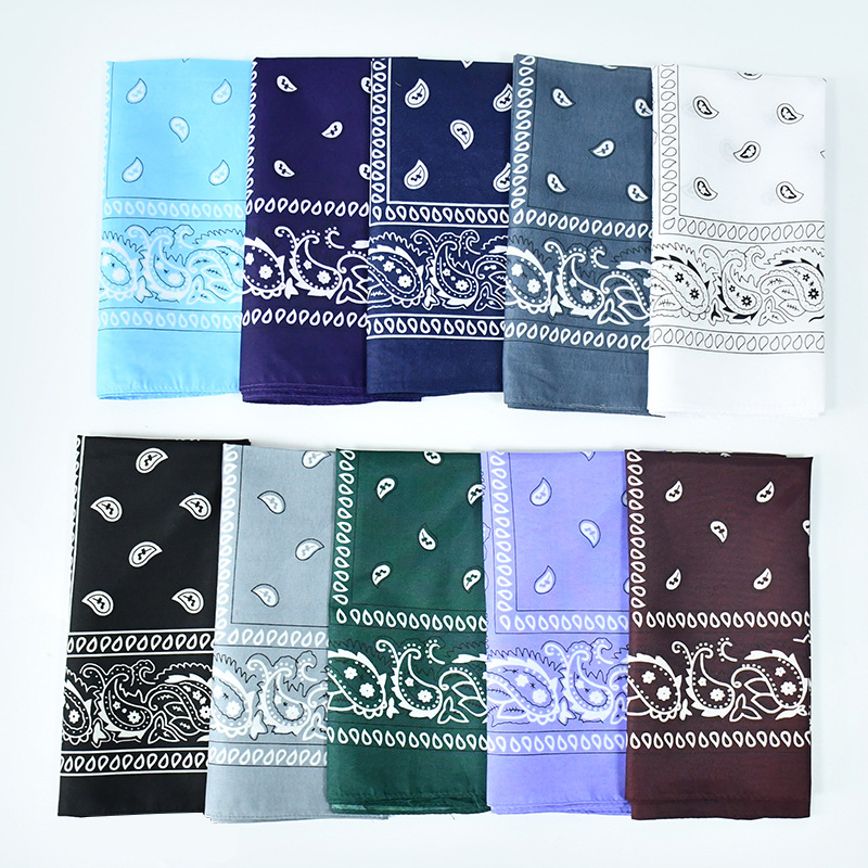 Factory direct supply magic outdoor sports square in stock wholesale polyester cashew flower riding mask paisley scarf