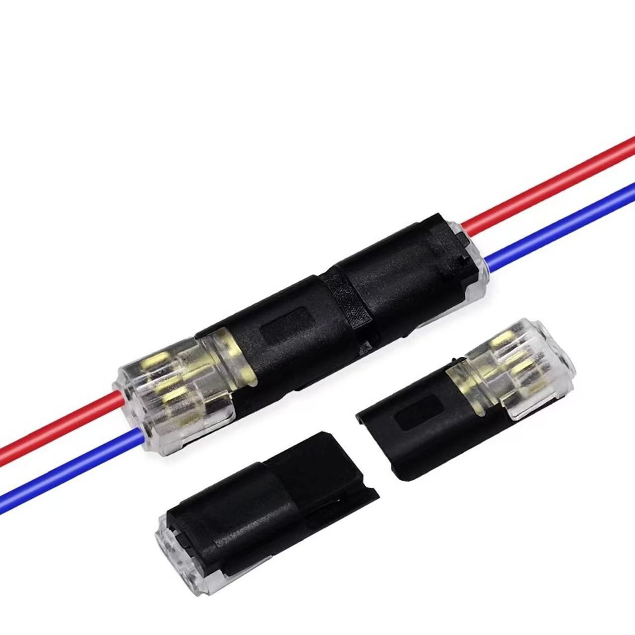 Solder-Free, Peel-Free, Quick Terminal Block D2 Plug-In Led Connector with Lock 2P Power Wire Docking