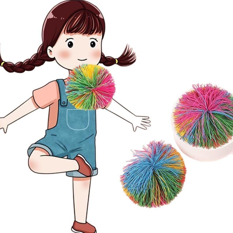 Hot-Selling Shuttlecock Rubber Ball, Rubber String Ball, Rubber Band Ball, Elementary School Student Toy, Sandbag Ball, Rubber Band Keychain