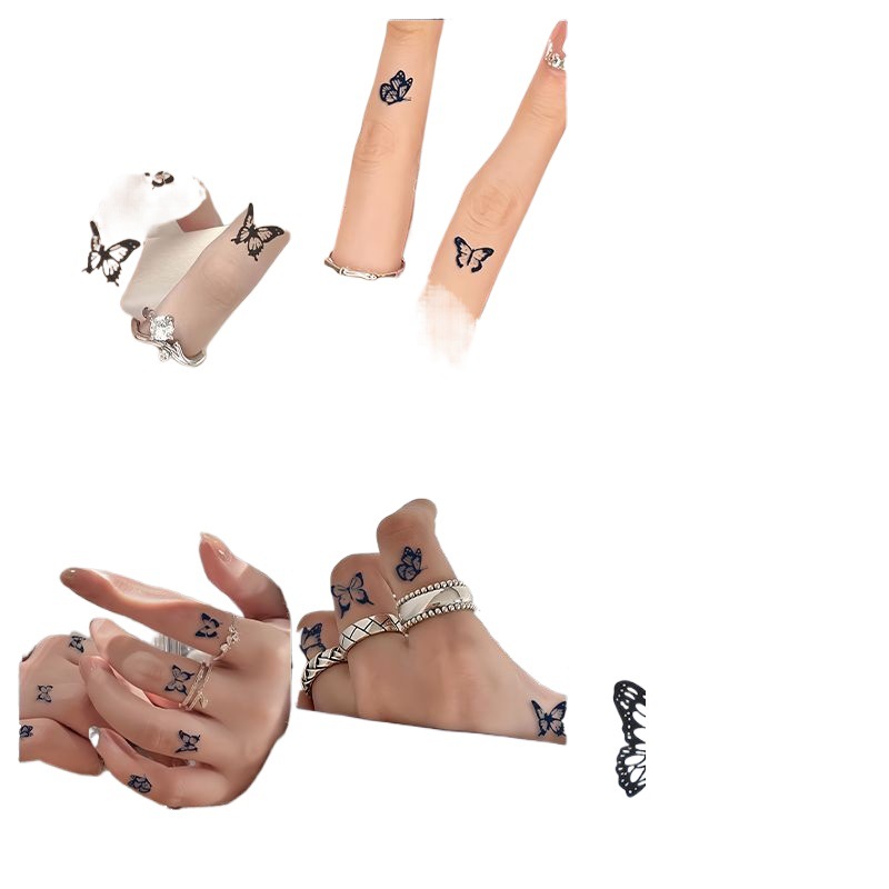 Finger Butterfly Cute Little Pattern Herbal Juice Tattoo Sticker Waterproof Anti-Rubbing Non-Reflective Semi-Permanent High-End Sense