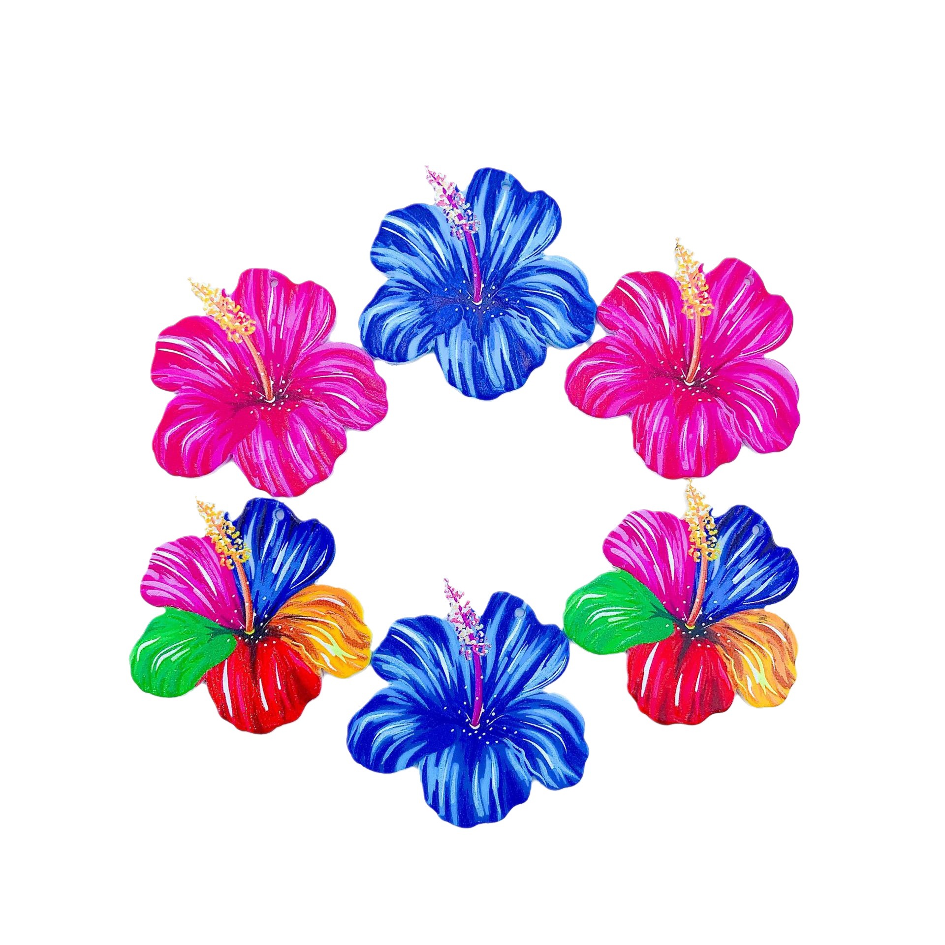 Fashion Small Flower Color-Blocking Double-Sided Ink Painting Earrings Pendant Handmade DIY Bag Pendant Accessory Personality