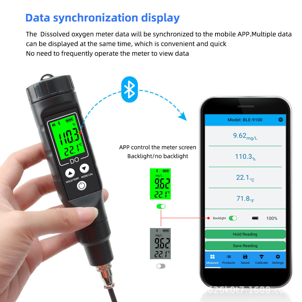 Smart Bluetooth Portable Dissolved Oxygen Detector 0.0-30.0Mgl Aquaculture Fish Pond Water Quality Testing Pen