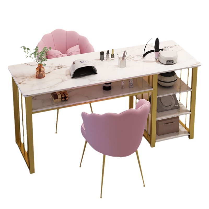 Manicure Table with Table and Chairs Modern Simple Single and Double Manicure Table Popular Nail Salon Salon Furniture Nail Table