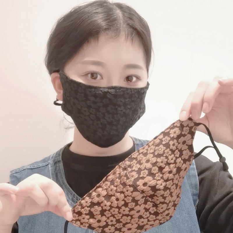 New four seasons warm mask women's three-dimensional small floral breathable sunscreen washable adjustable net red mask for hair