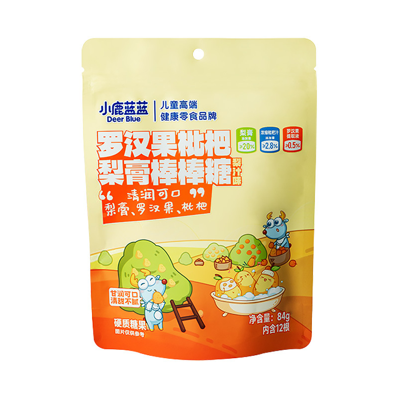 Little Deer Blue Luo Han Guo Loquat Pear Paste Lollipop Autumn Pear Paste Children's Snack Candy Healthy Nutritious Delicious