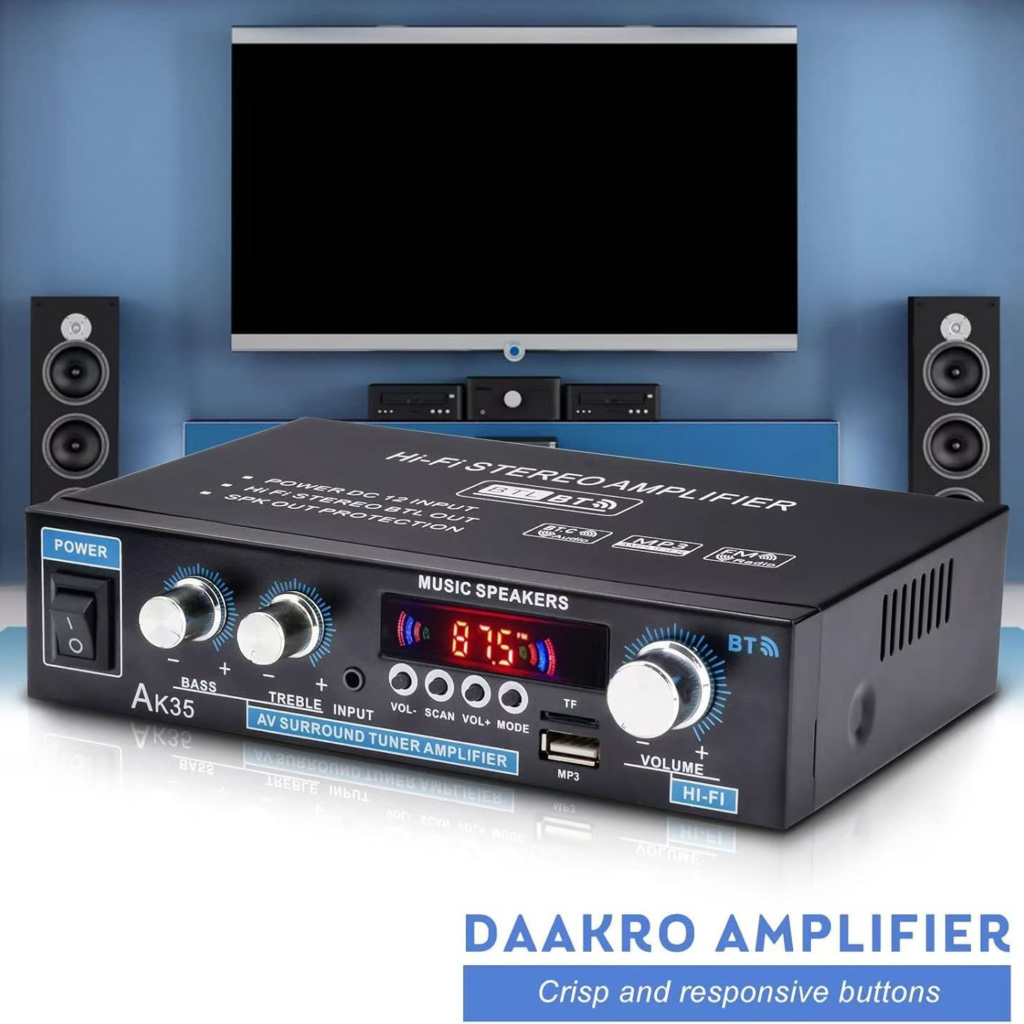 AK35 Digital Bluetooth Amplifier U Disk Card Reader Radio 2.0 Channel Car Household Small Power Amplifier