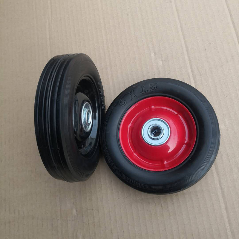 Spot Wholesale 6inch Silent Solid Wheel Anti-Puncture and Pressure-Resistant Trolley Rubber Solid Wheel Tool Trolley Caster Manufacturer