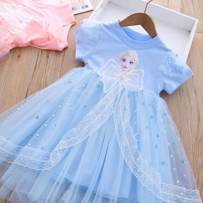 Летнее платье для девочек Хлопковое короткрукавное платье с пышной юбкой для принцессы Аиша