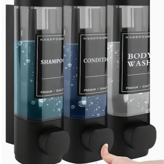 Настенный диспенсер для мыла с тремя головами, ручной, без отверстий, для геля для душа