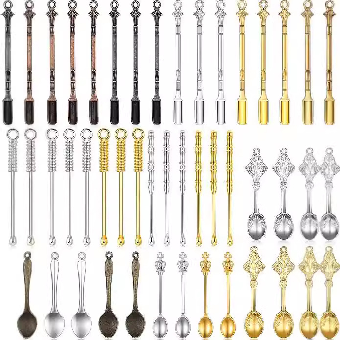 Металлическая маленькая ложка для курения, золотая, серебряная, медная, с кольцом