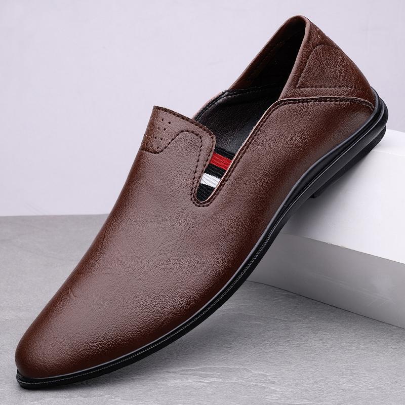 New Casual Shoes D Split Leather Slip-On Casual Leather Shoes for Men - Leather Shoe Size